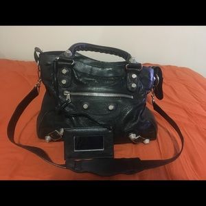 Black balenciaga velo with silver giant hardware